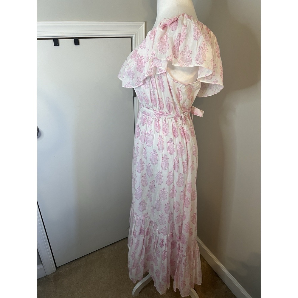 Mer St. Barth Benoite Maxi Dress Pink Paisley Off The Shoulder LRG 10/12 - Picture 5 of 12